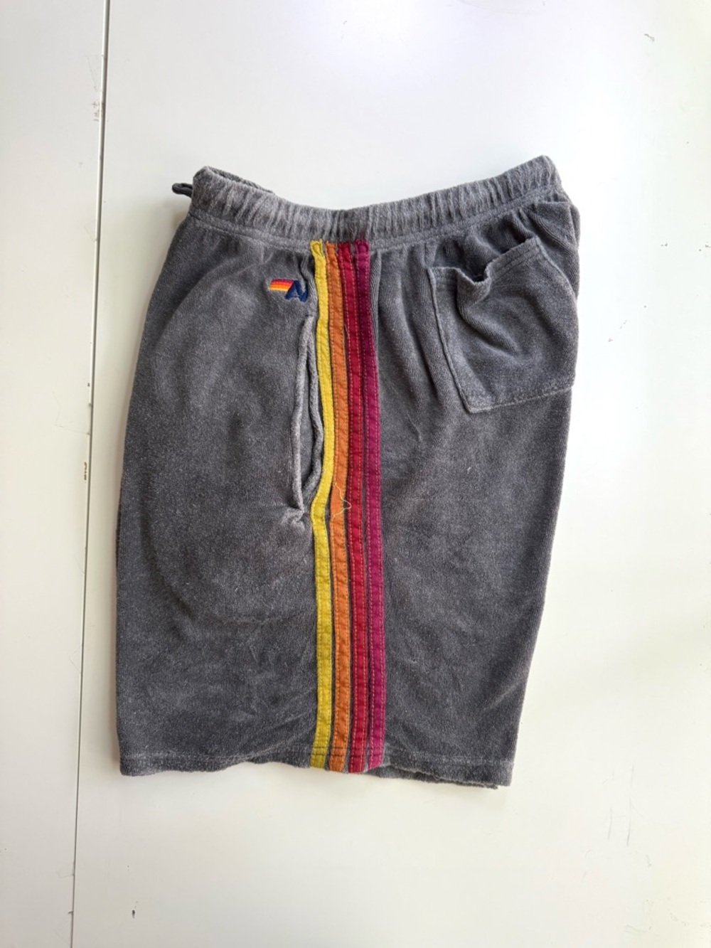 Aviator Nation XXL Grey Terry Cloth Stripe Shorts - FAIR CONDITION